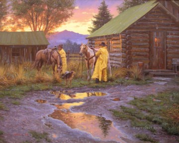 Cottage Oil Painting - cowboy cottages west America